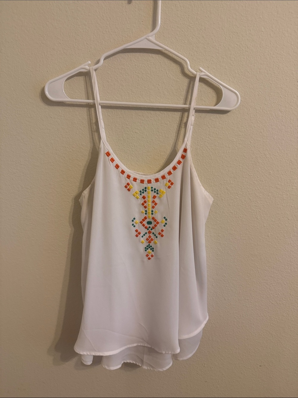 Charming Charlie White Embroidered Spaghetti-Strap Camisole